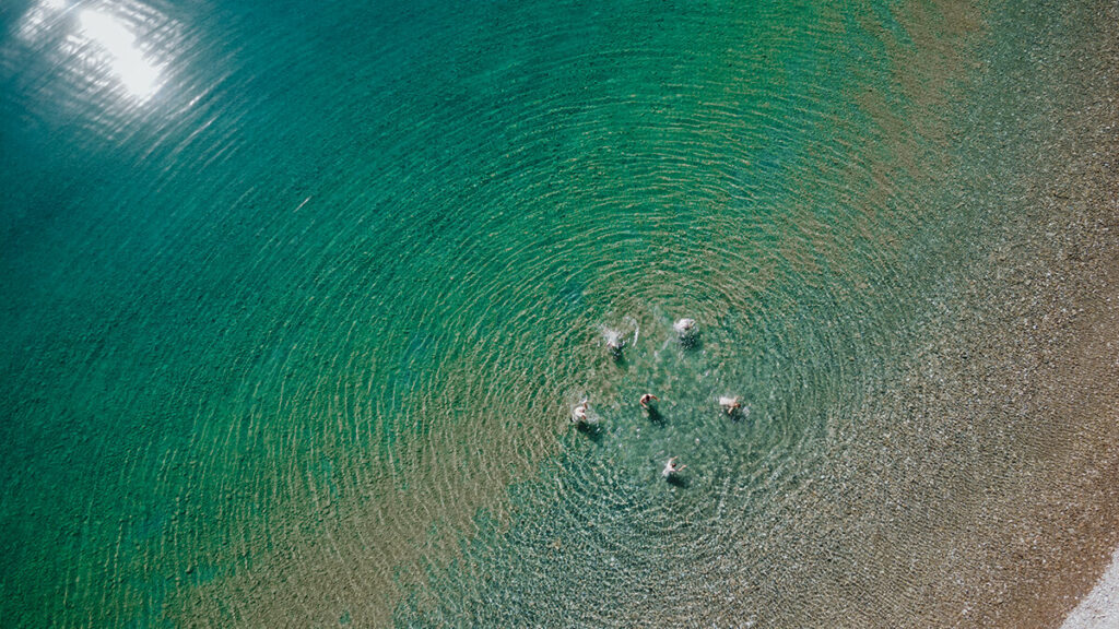 drone view of Lake Hāwea