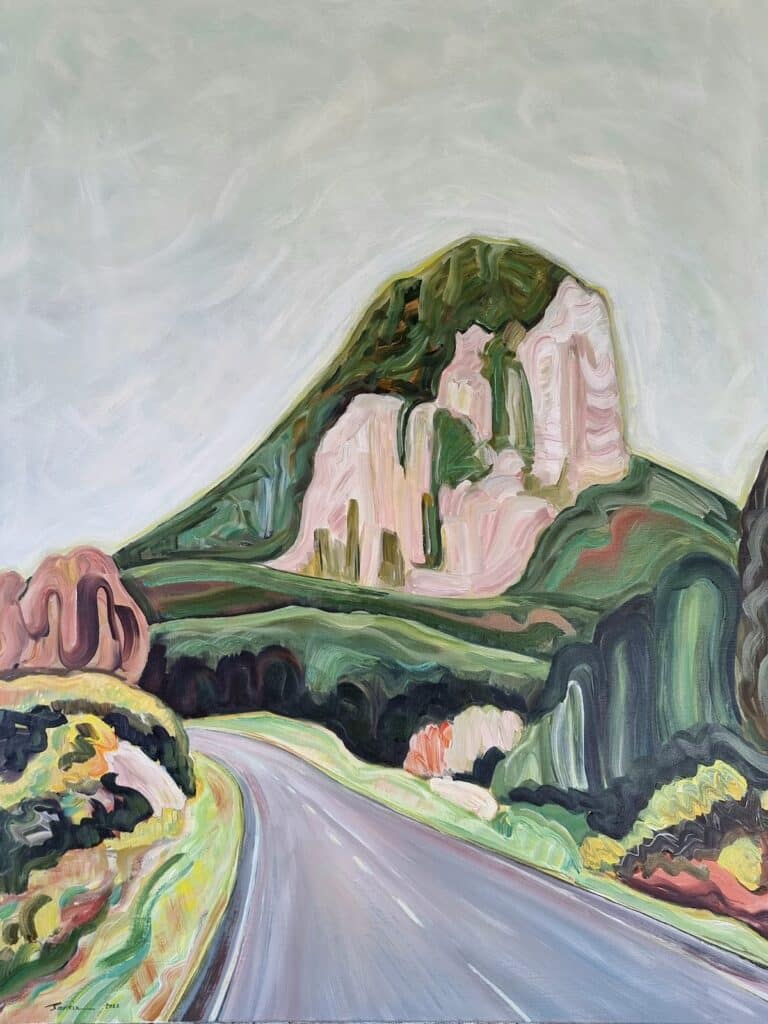 An acrylic painting of Pohaturoa, an ancient volcanic dome.