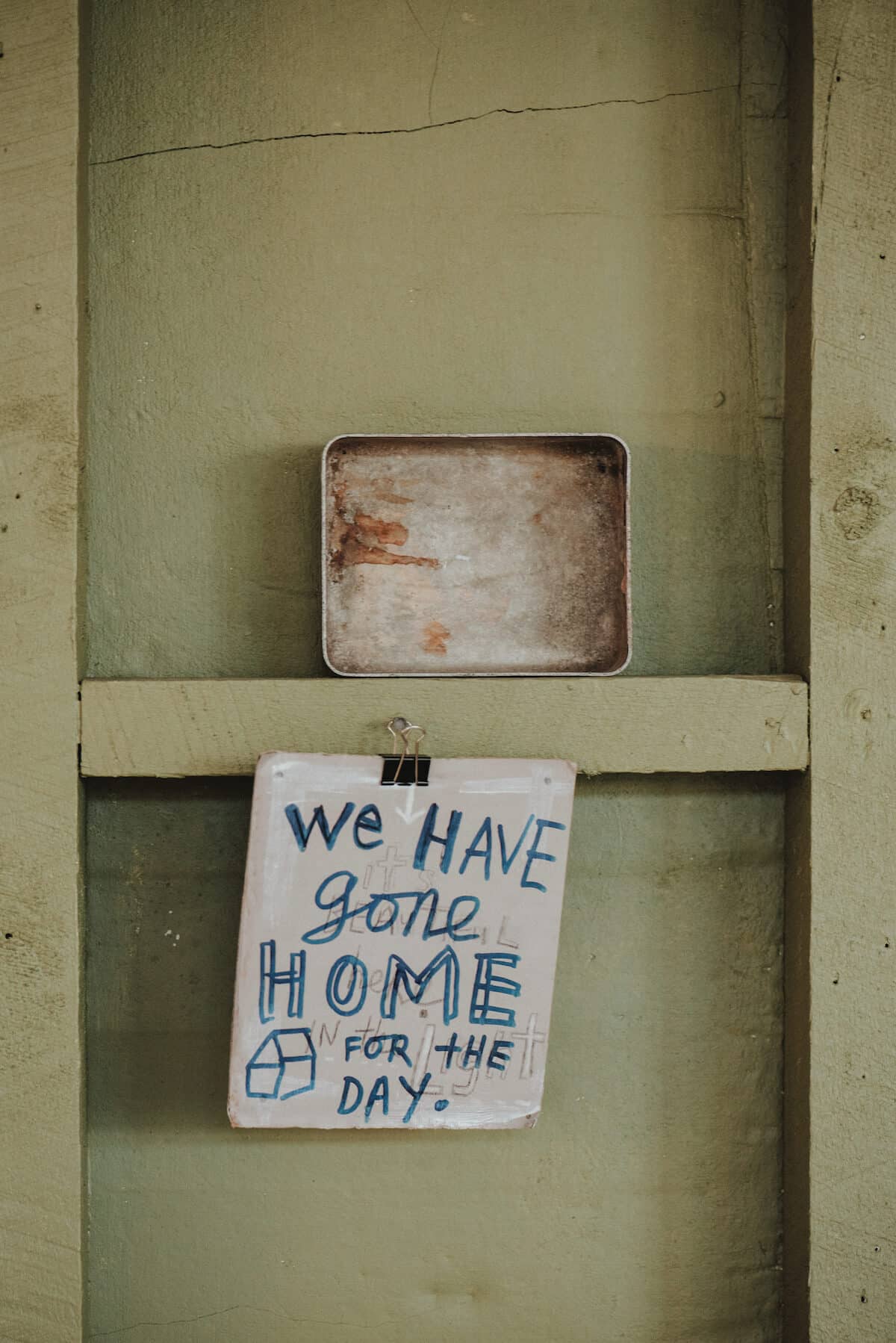 We have gone home for the day is the sign Fleur hangs on her studio door, to let the others in the building know she’s gone.