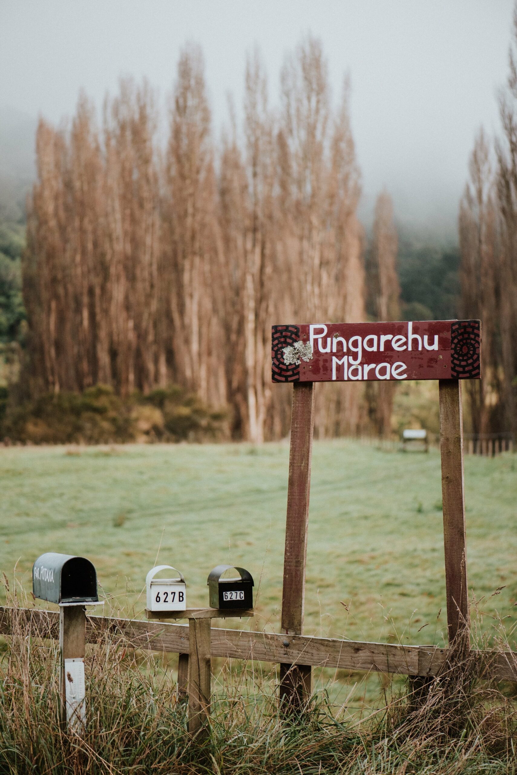 The mailbox of Pungarehu Marae.