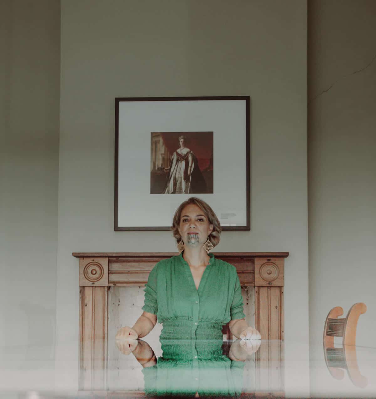 Woman sitting at a table