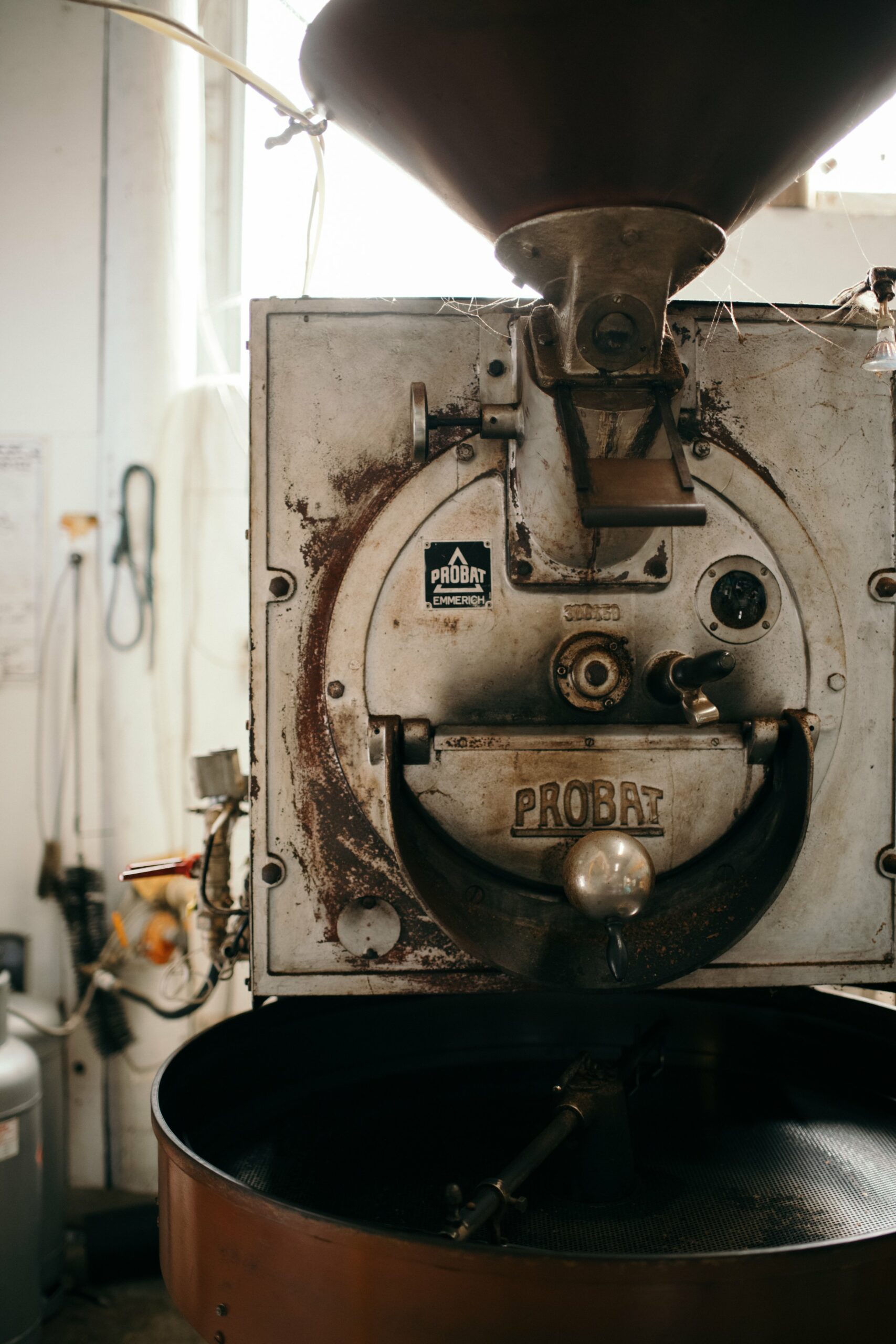 Anne and Paul’s current coffee roaster. Anne describes their growth: “We went from popcorn roasters to a five-kilogram roaster, to a fifteen-kilogram roaster and then we moved down the road because it was just getting too big.”