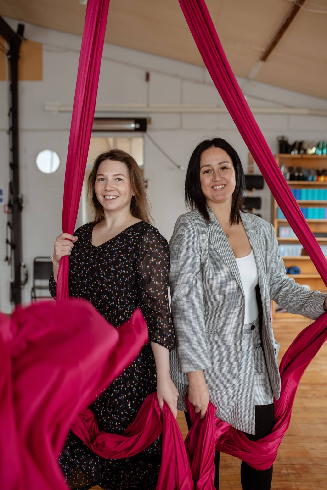 Above. Saniya and Morina in their studio. “Every now and then we get a guy coming to classes,” says Morina. “We just treat them like one of the girls, which means they have to listen to all the banter about periods, childbirth and relationships.”