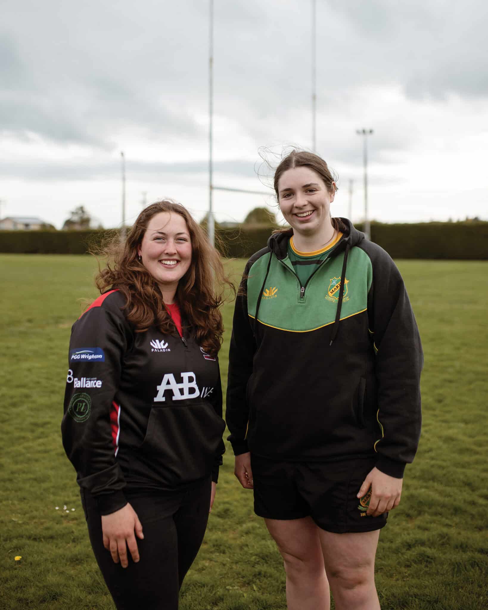 Above. “It’s been amazing to see women’s rugby growing over the past few years,” says Grace (left). “I remember being eleven or twelve and being one of only two girls in the entire mixed grade competition. Since then I’ve had the chance to coach and manage my younger brother’s team, and there were a few girls. It’s so awesome to see them enjoying the sport that I love, and to be able to give them a hand or be a bit of a role model.” 