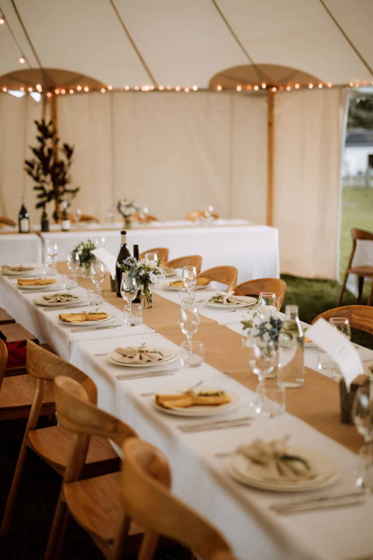 Wedding table set up.