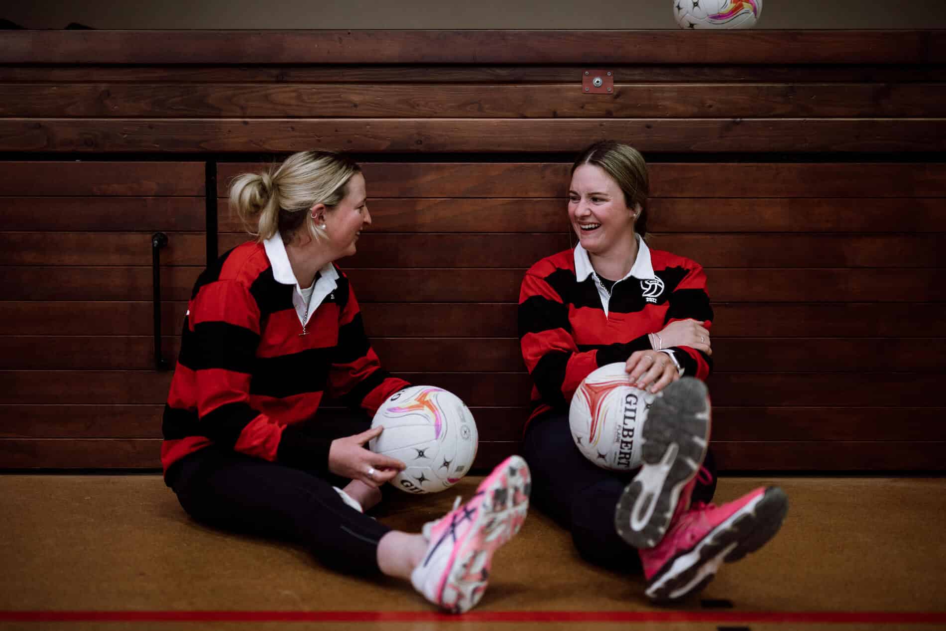 For Katie (left) and Amy, getting off the farm is key. “We all live and work together, so doing something other than being on the farm for seven days a week is important. Being involved with netball, you’re off with other girls, playing netball, you’re chin-wagging. It’s like a break and release that you don’t realise you need, you go and have a laugh with all your friends and throw the ball around and do a bit of exercise.”