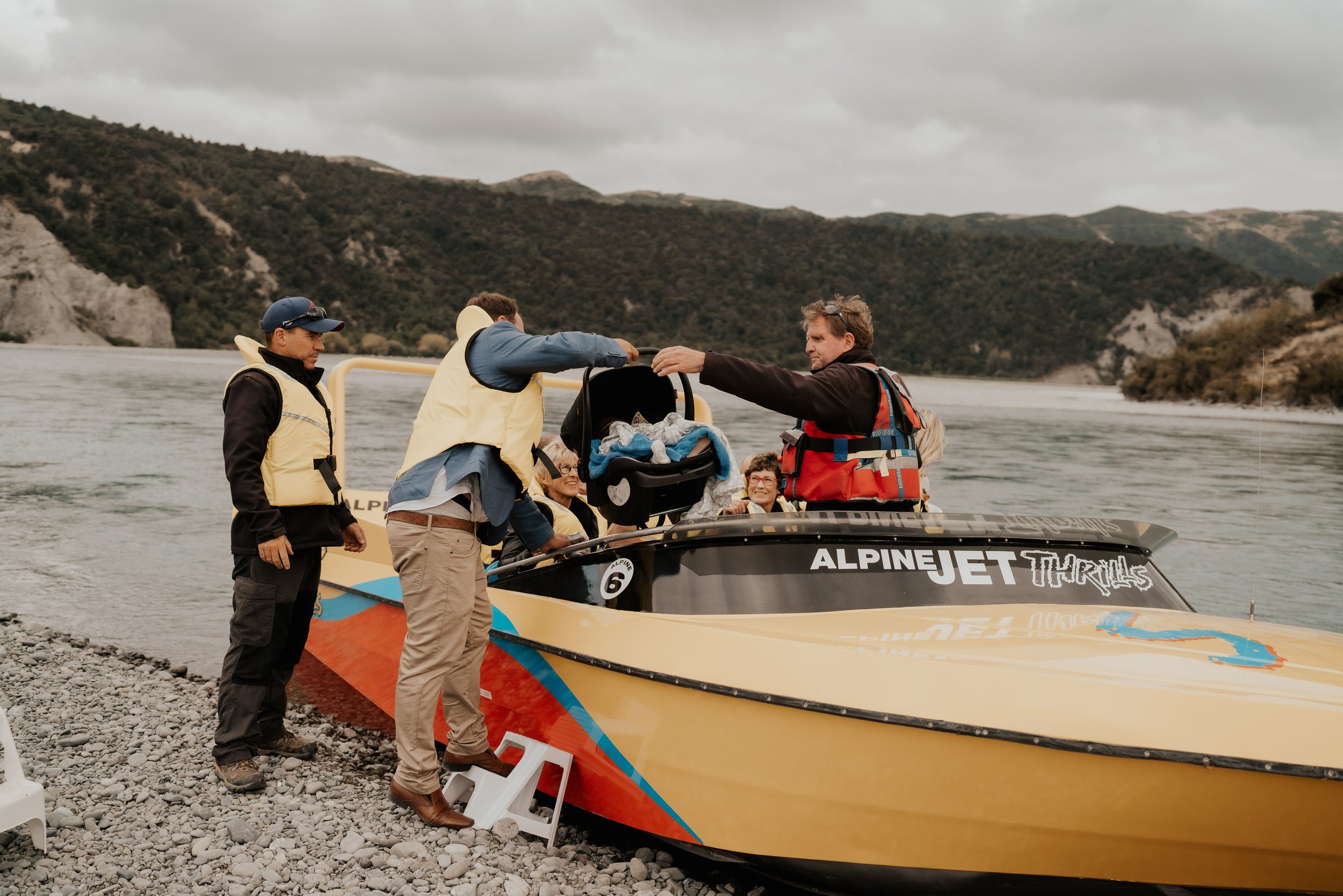 According to Kate, almost none of their 120 guests had any idea about the boats - most just expected a ceremony at the woolshed. "The ones who did know all said the vibe was just amazing," she says. "Eddie's three-month-old nephew, Jack, didn't make a sound, and the jet-boat driver made the transport seamless."