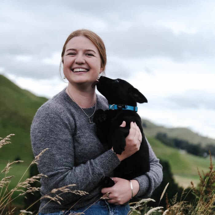 Woman and puppy
