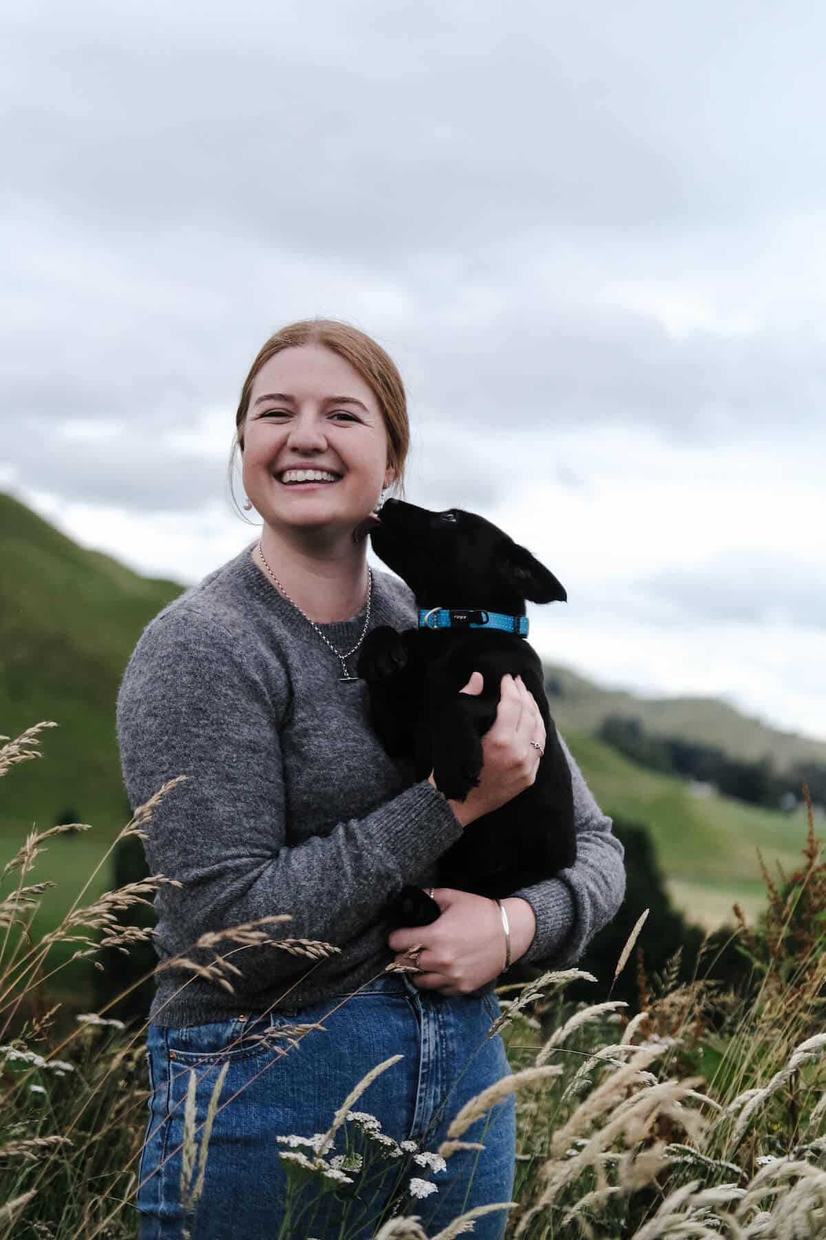 Woman and puppy