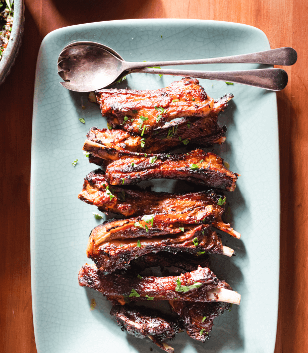 Sticky Lamb Spare Ribs on a serving dish