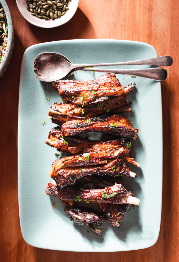 Sticky Lamb Spare Ribs on a serving dish