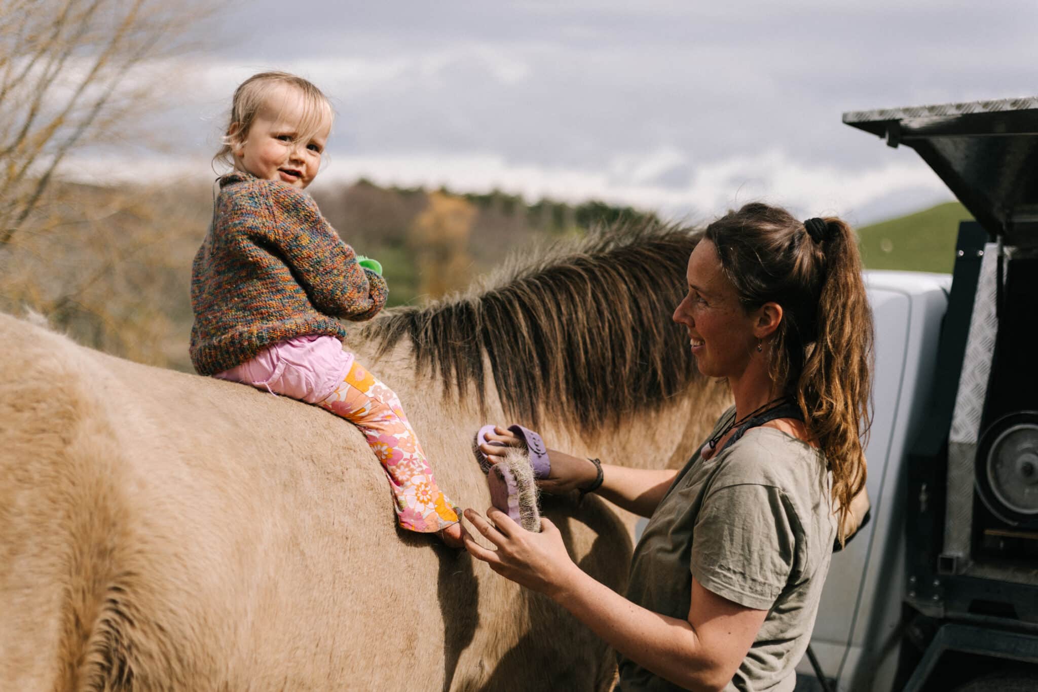 Above. “Learning to shoe doesn’t make you a farrier, but also, just because you’re not qualified doesn’t mean you can’t do good work. Aiming towards a qualification, you’re constantly learning and progressing.” Above. “I love being a mum, much more than I ever would have imagined and feel so privileged and so lucky every day. It is by far my most favourite and wild adventure to date.”