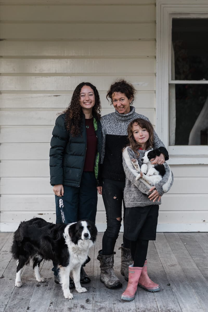Rose, her two daughters, dog and a puppy