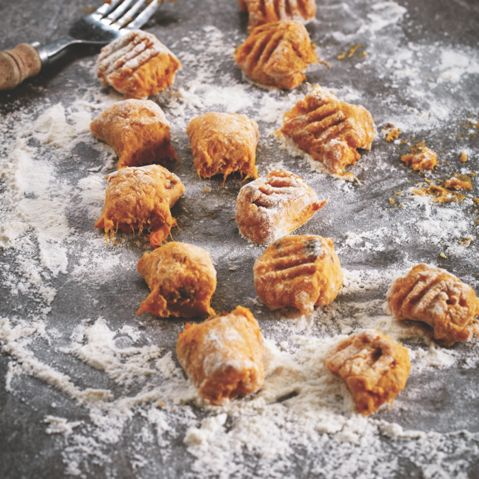 Pumpkin and Parmesan Gnocchi on a floured bench