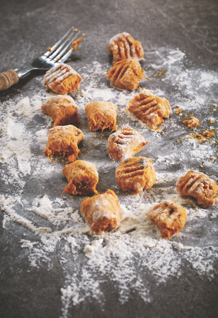 Pumpkin and Parmesan Gnocchi on a floured bench