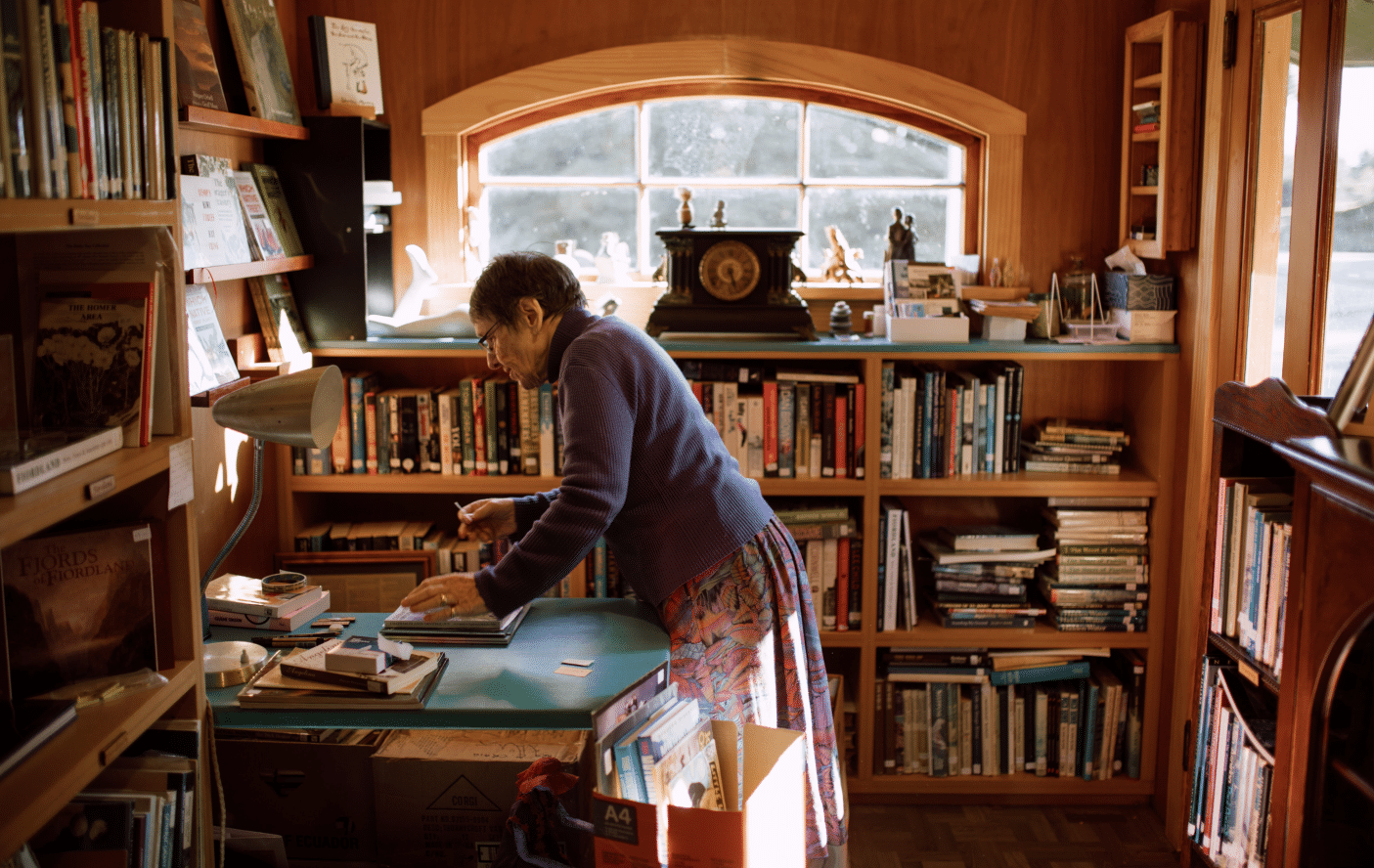  Ruth spent the winter stocking up on books. “By February last year I was running so low on books, my shelves were empty. I’ve had the most amazing winter buying books, and I’ve got masses for the coming season.”