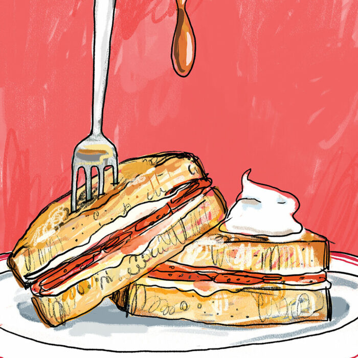 Drawing on strawberry french toast