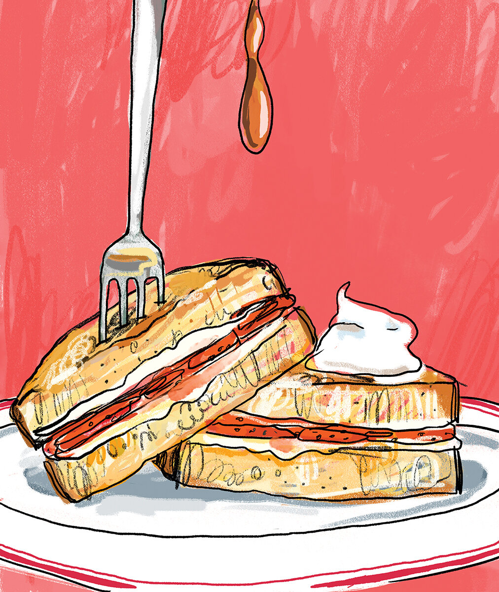 Drawing on strawberry french toast