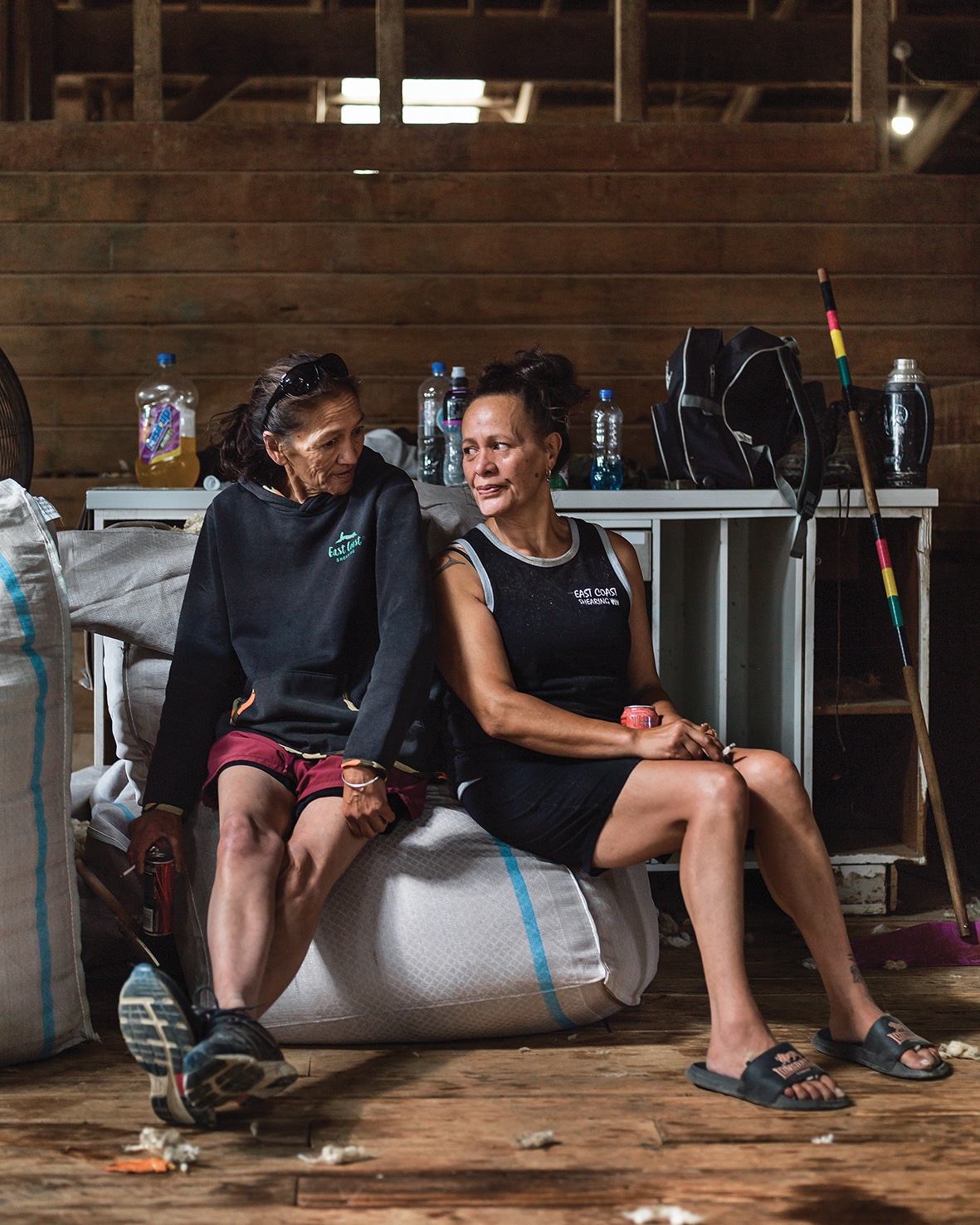 Rousies Nan Hohapata, left, and Queenie Ratapu during a break