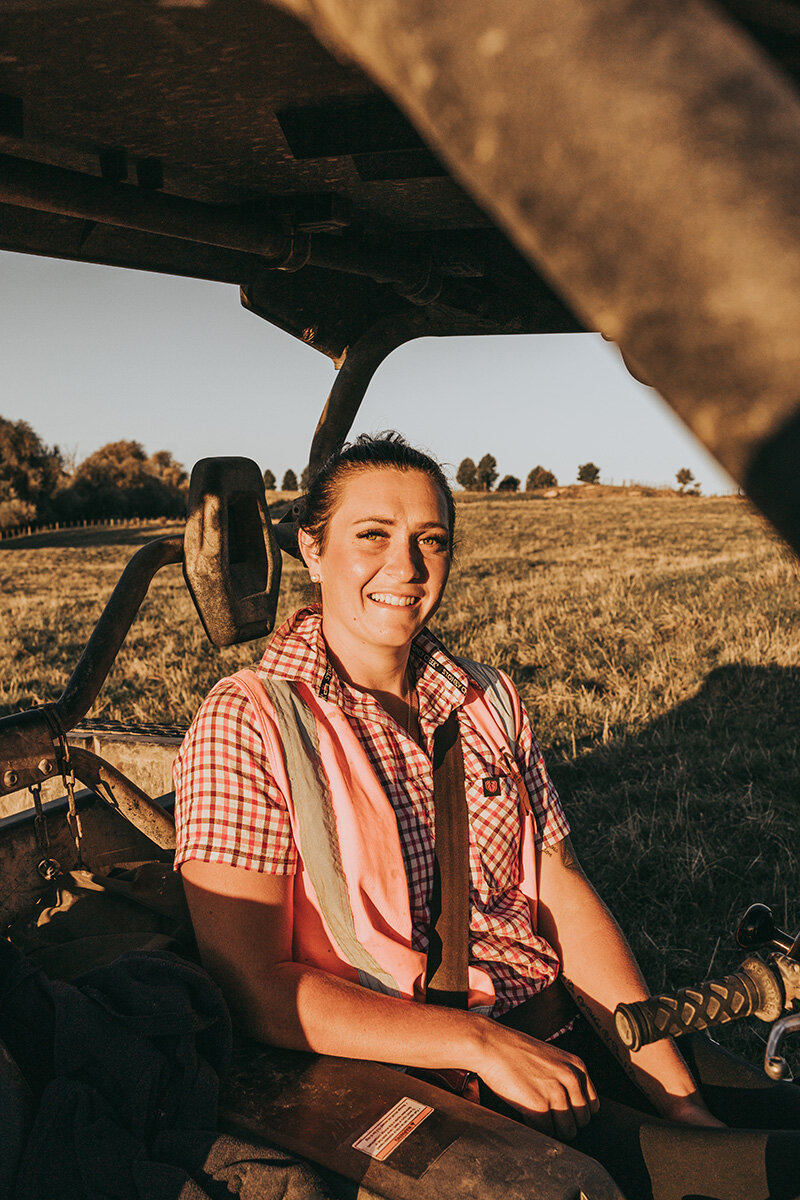 Anita Kendrick in a tractor