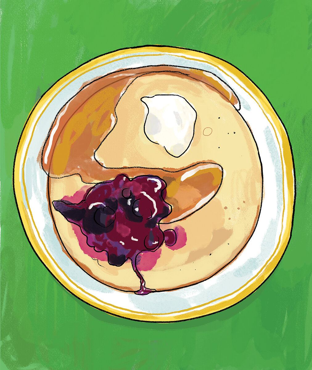 Drawing of banana pancakes