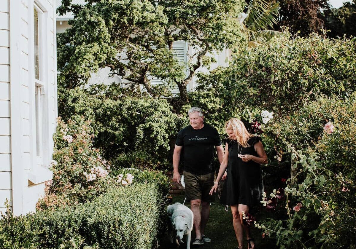Man and woman in their home garden