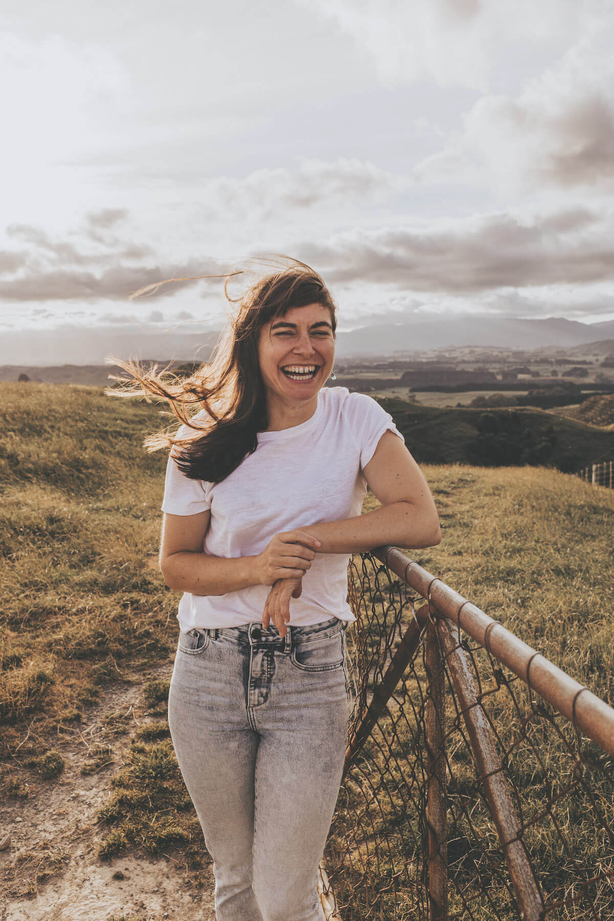 Brooke by a farm gate
