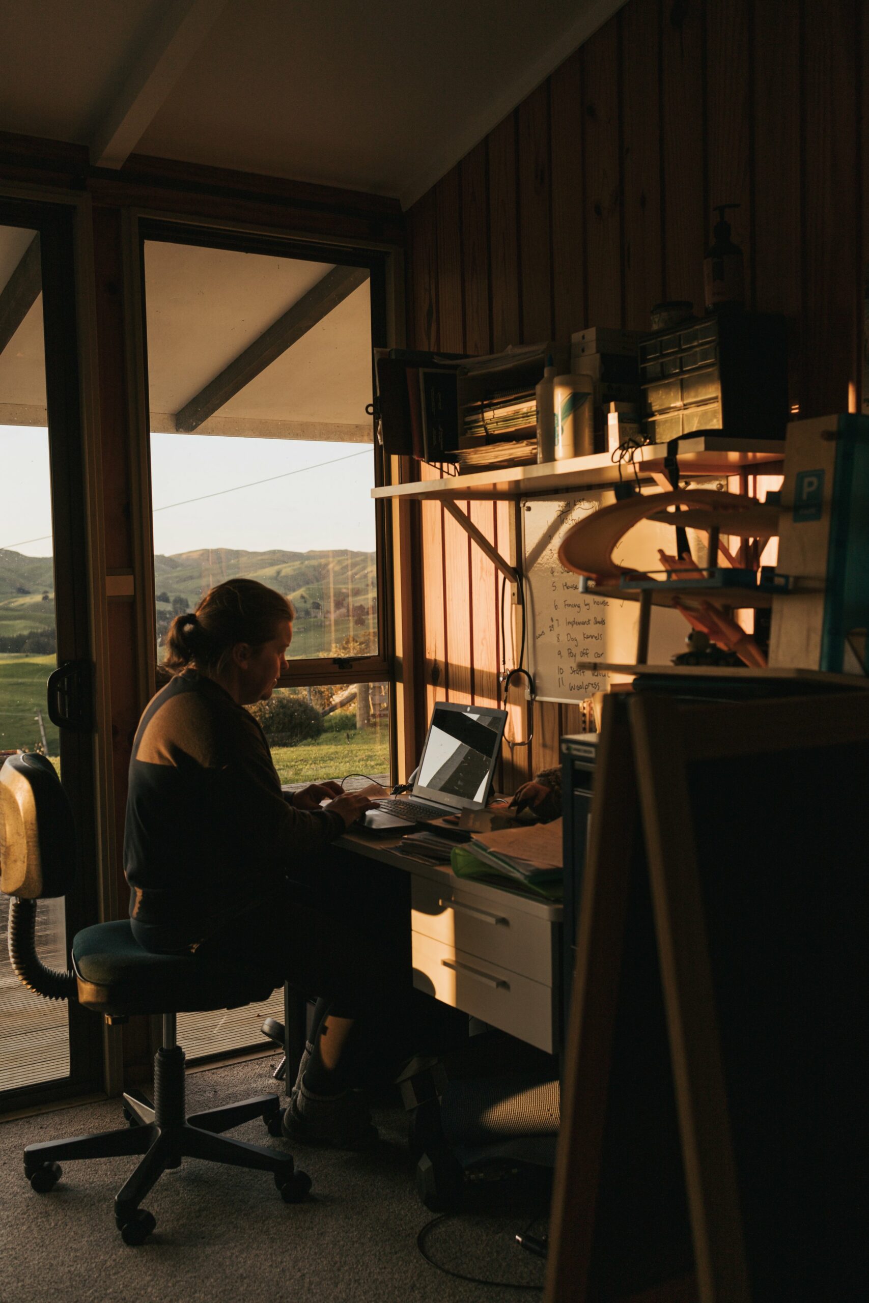 Michelle studying at her desk