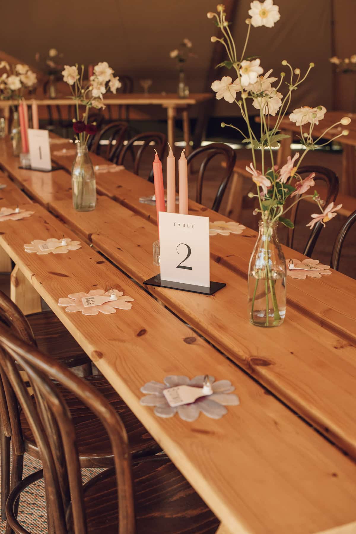 Place settings at wedding reception