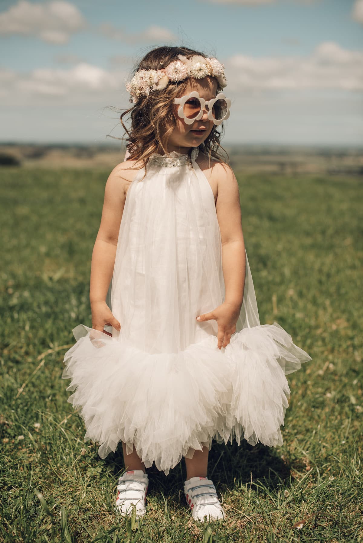 Young girl dressed for a wedding